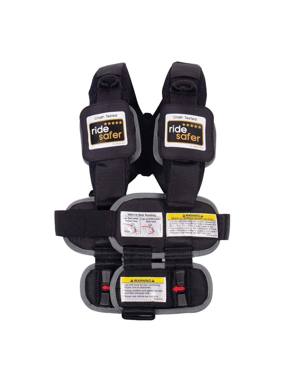 RideSaferBlack Child Safety Vest for Car Seat,  Gen 5 XS, 26.5-40 lb, Portable